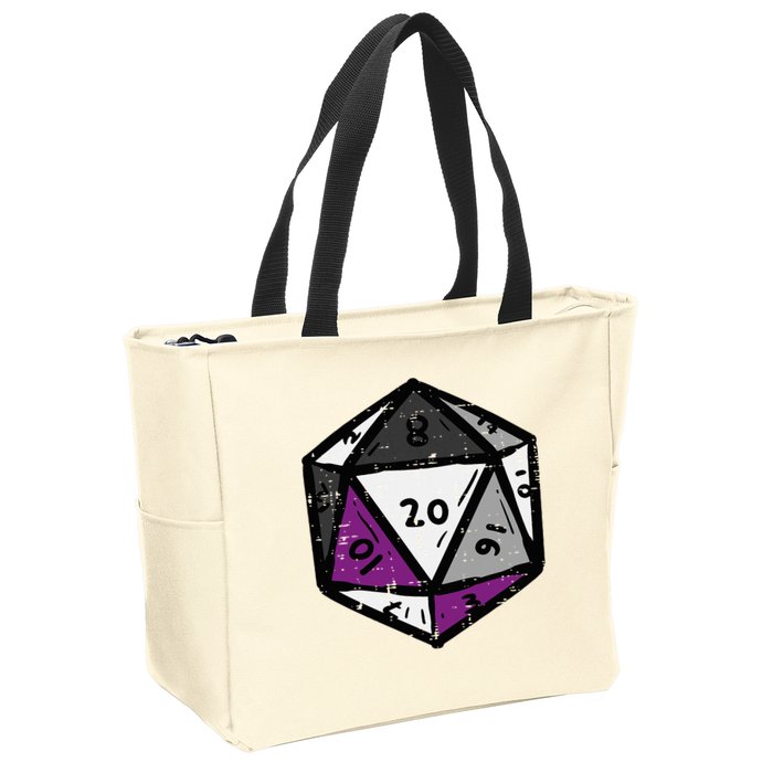 Asexual Gamer Rpg Dice Ace Pride Flag Lgbtq Zip Tote Bag