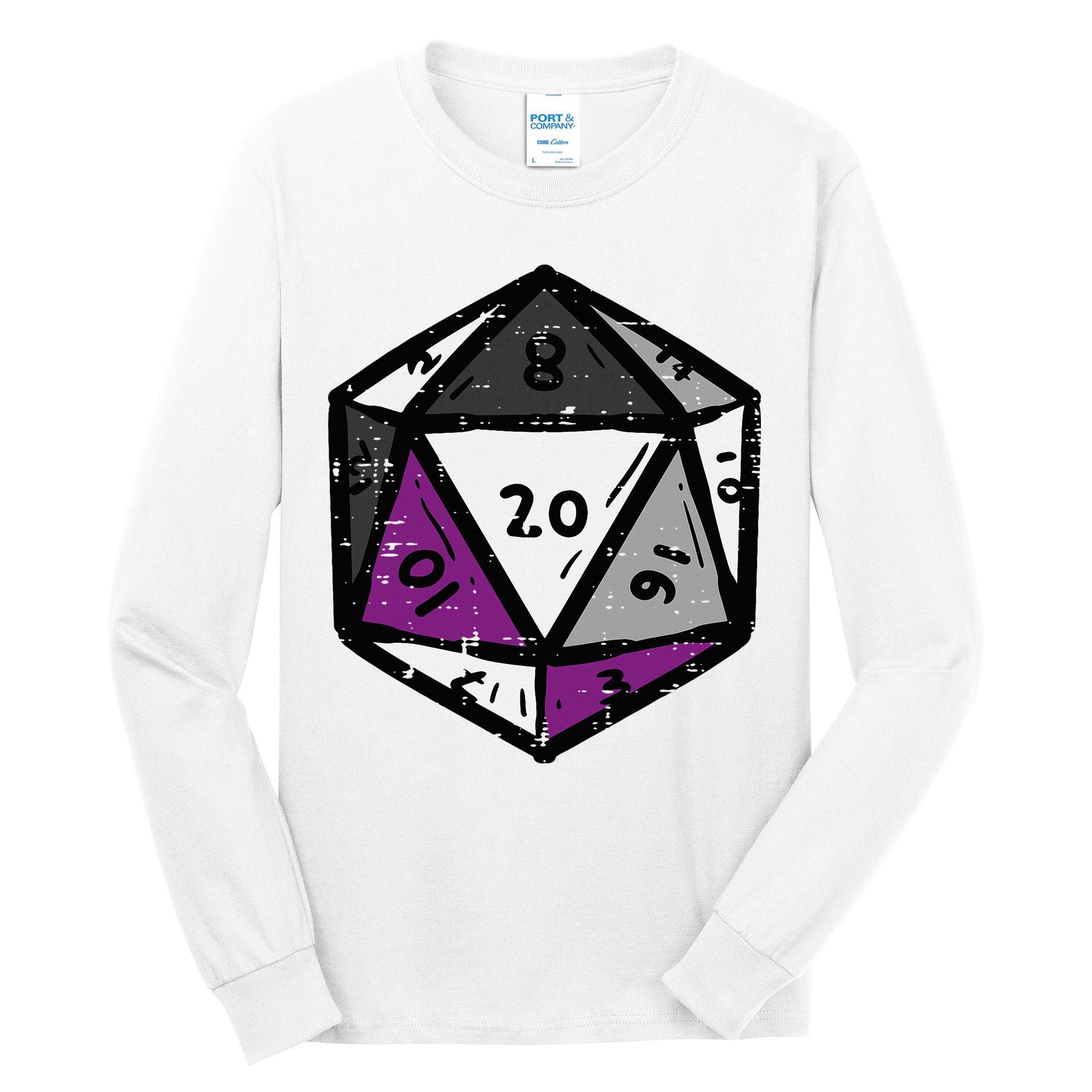 Asexual Gamer Rpg Dice Ace Pride Flag Lgbtq Tall Long Sleeve T-Shirt