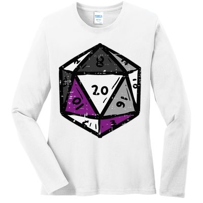 Asexual Gamer Rpg Dice Ace Pride Flag Lgbtq Ladies Long Sleeve Shirt