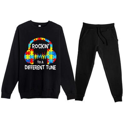 Autism Game - Rocking To A Different Tune For Gamer Boy Premium Crewneck Sweatsuit Set