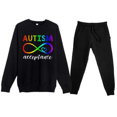 Autism Gift Red Instead Inifinity Gift Acceptance Meaningful Gift Premium Crewneck Sweatsuit Set