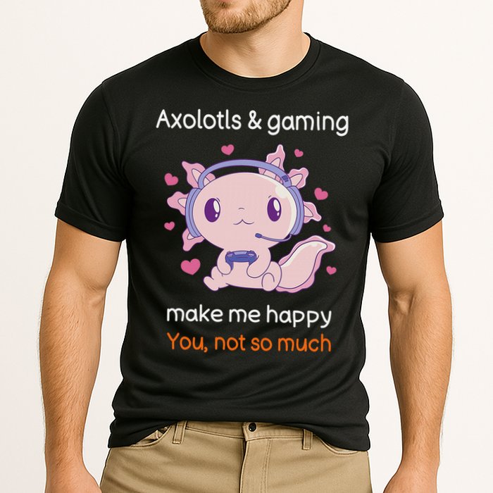 Axolotl Gamer Shirt Funny Video Gaming Sarcastic Axolotl  Cooling Performance Crew T-Shirt
