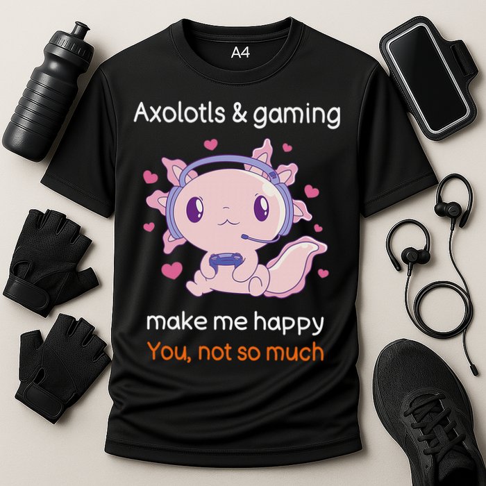 Axolotl Gamer Shirt Funny Video Gaming Sarcastic Axolotl  Cooling Performance Crew T-Shirt