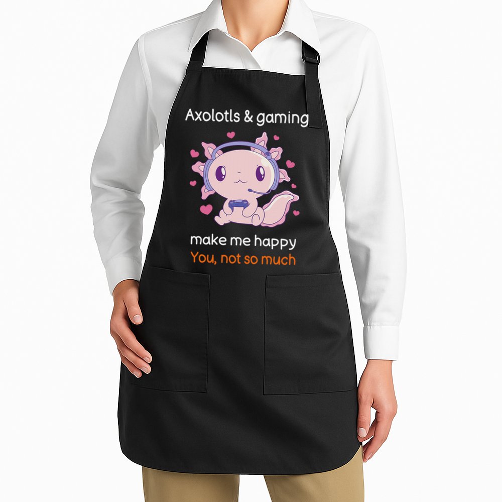 Axolotl Gamer Shirt Funny Video Gaming Sarcastic Axolotl  Apron