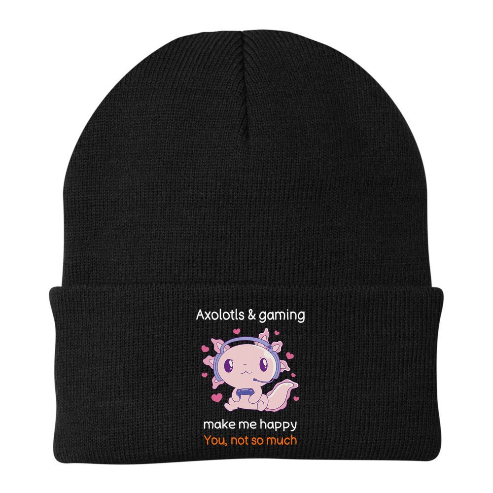 Axolotl Gamer Shirt Funny Video Gaming Sarcastic Axolotl  Beanie