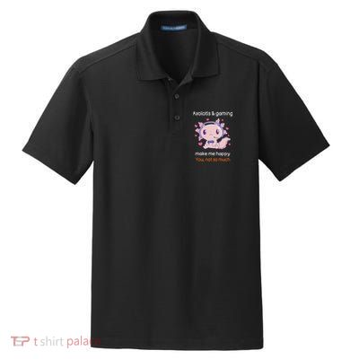 Axolotl Gamer Shirt Funny Video Gaming Sarcastic Axolotl  Dry Zone Grid Polo