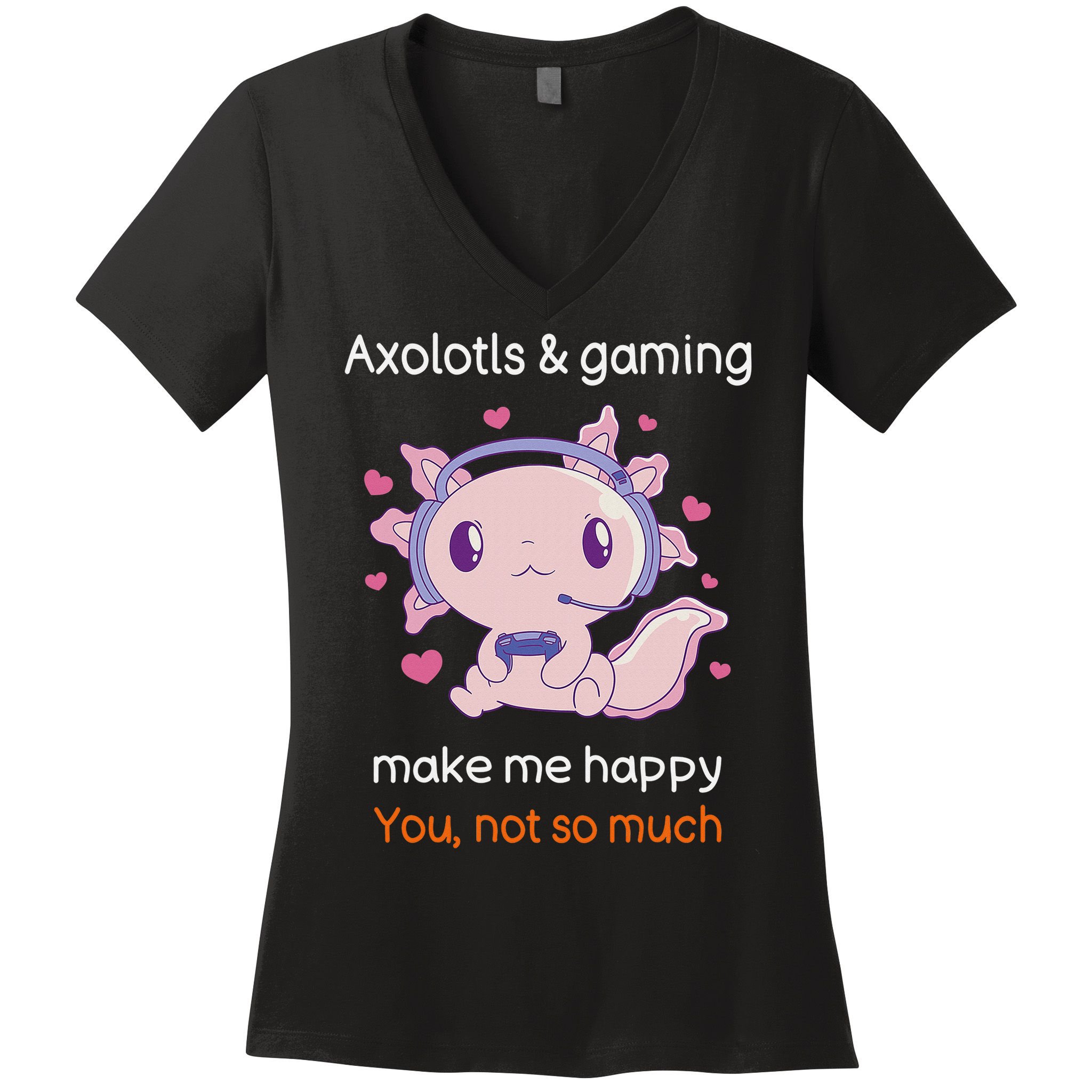 Axolotl Gamer Shirt Funny Video Gaming Sarcastic Axolotl  Women's V-Neck T-Shirt