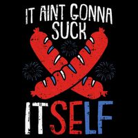 Aint Gonna Suck Itself 4th Of July Funny Sausage Patriotic Stripe Pom Pom Beanie