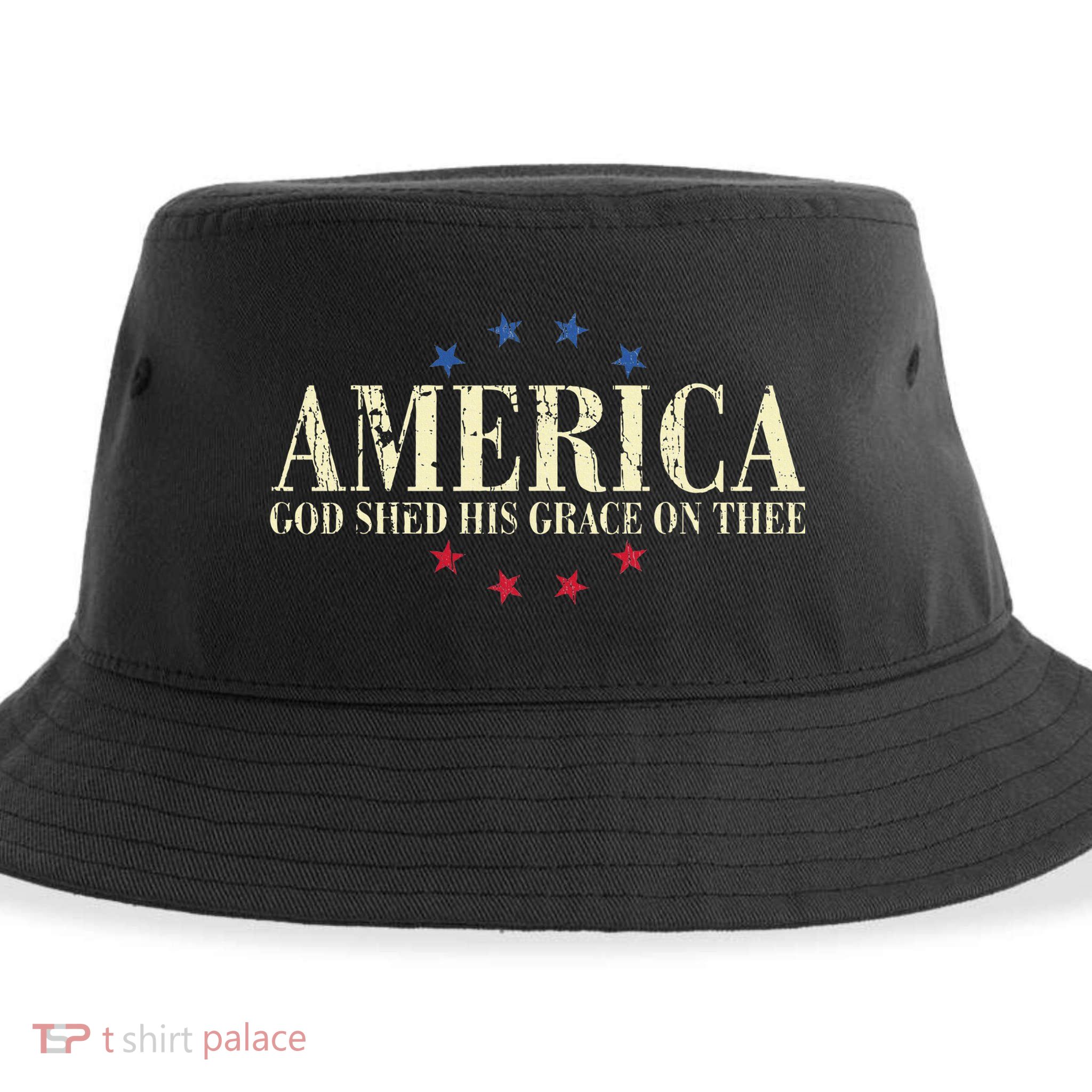 America God Shed His Grace On Thee 4th Of July Sustainable Bucket Hat