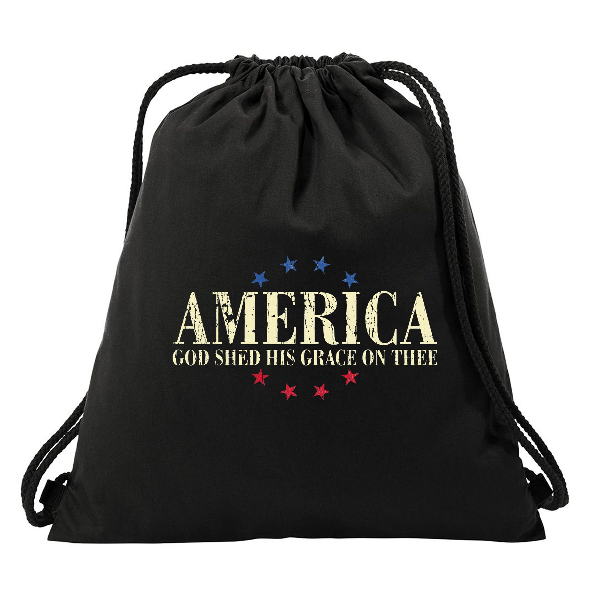 America God Shed His Grace On Thee 4th Of July Drawstring Bag