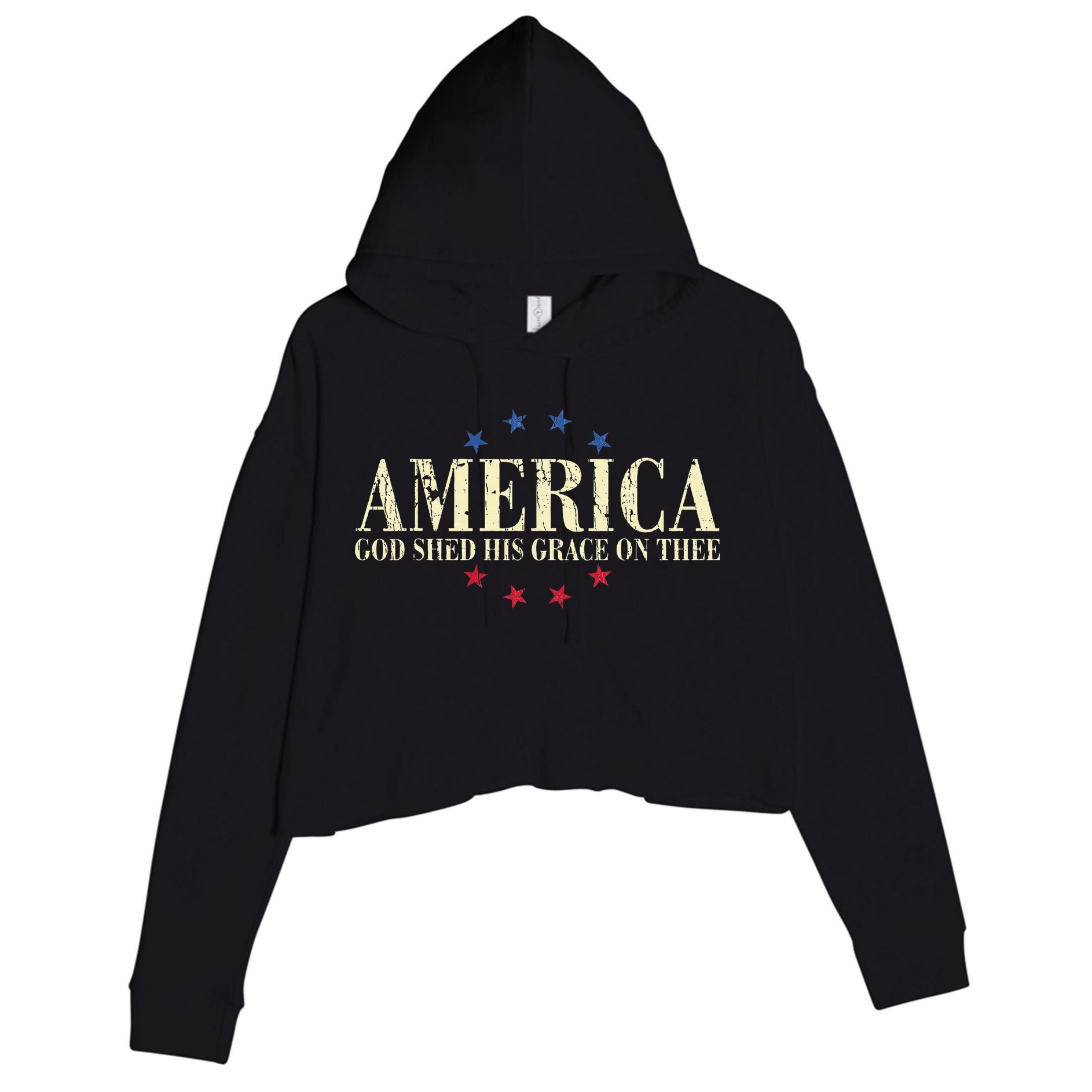 America God Shed His Grace On Thee 4th Of July Crop Fleece Hoodie