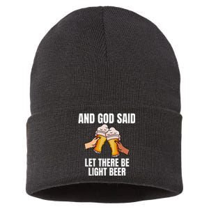 And God Said Let There Be Light Beer Sustainable Knit Beanie