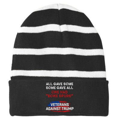 All Gave Some Gave All One Had Bone Spurs Veterans Against Trump Striped Beanie with Solid Band