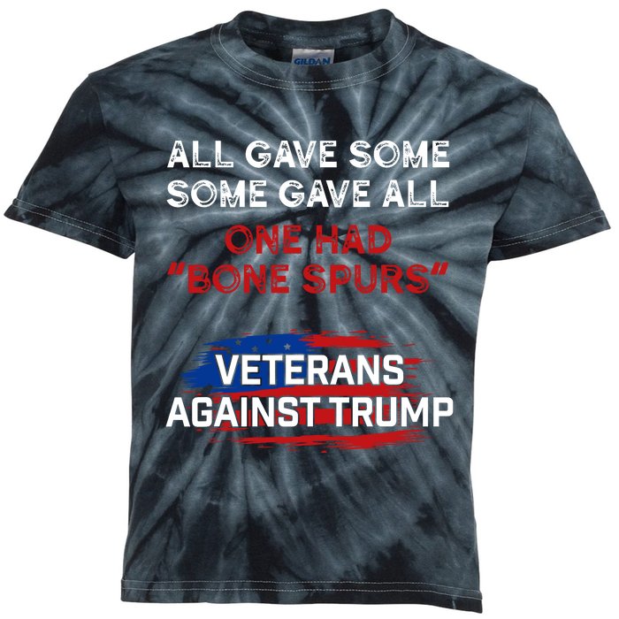 All Gave Some Gave All One Had Bone Spurs Veterans Against Trump Kids Tie-Dye T-Shirt