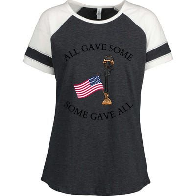 All Gave Some Gave All Memorial Labor Day Patriot American Flag Enza Ladies Jersey Colorblock Tee