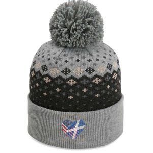 American Grown Scottish Heart Love Scotland Flag Gift The Baniff Cuffed Pom Beanie