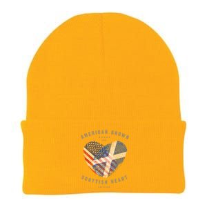 American Grown Scottish Heart Love Scotland Flag Gift Knit Cap Winter Beanie