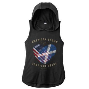 American Grown Scottish Heart Love Scotland Flag Gift Ladies PosiCharge Tri-Blend Wicking Draft Hoodie Tank