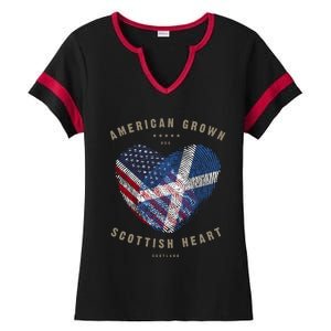 American Grown Scottish Heart Love Scotland Flag Gift Ladies Halftime Notch Neck Tee