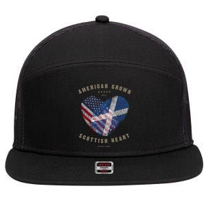 American Grown Scottish Heart Love Scotland Flag Gift 7 Panel Mesh Trucker Snapback Hat