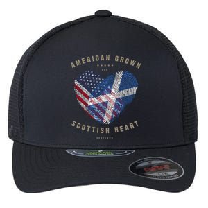 American Grown Scottish Heart Love Scotland Flag Gift Flexfit Unipanel Trucker Cap