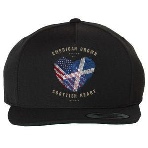 American Grown Scottish Heart Love Scotland Flag Gift Wool Snapback Cap