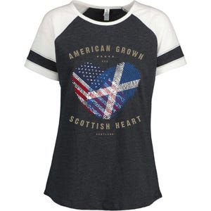 American Grown Scottish Heart Love Scotland Flag Gift Enza Ladies Jersey Colorblock Tee