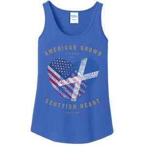 American Grown Scottish Heart Love Scotland Flag Gift Ladies Essential Tank