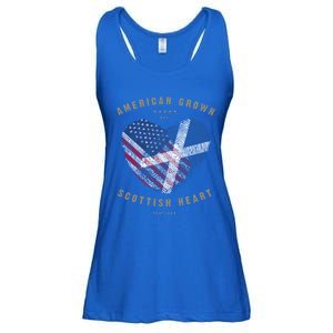 American Grown Scottish Heart Love Scotland Flag Gift Ladies Essential Flowy Tank