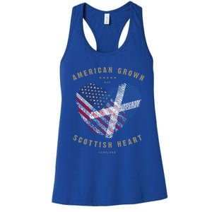 American Grown Scottish Heart Love Scotland Flag Gift Women's Racerback Tank