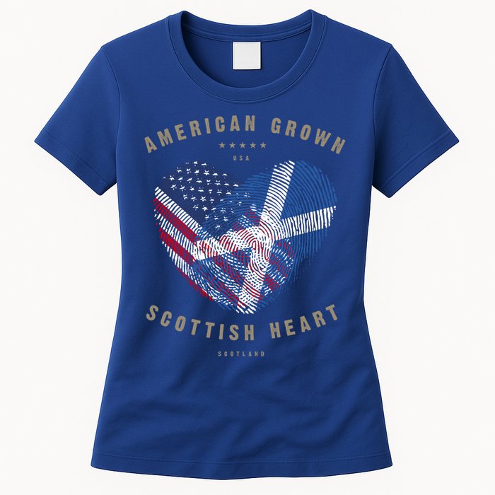 American Grown Scottish Heart Love Scotland Flag Gift Women's T-Shirt