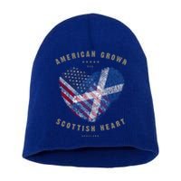 American Grown Scottish Heart Love Scotland Flag Gift Short Acrylic Beanie