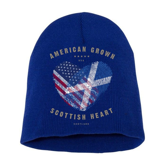 American Grown Scottish Heart Love Scotland Flag Gift Short Acrylic Beanie