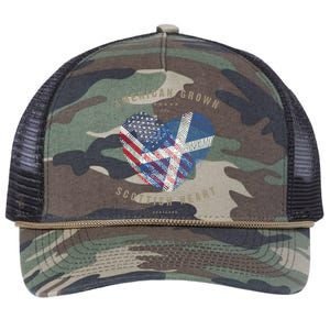 American Grown Scottish Heart Love Scotland Flag Gift Retro Rope Trucker Hat Cap