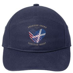 American Grown Scottish Heart Love Scotland Flag Gift 7-Panel Snapback Hat