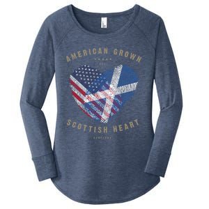 American Grown Scottish Heart Love Scotland Flag Gift Women's Perfect Tri Tunic Long Sleeve Shirt