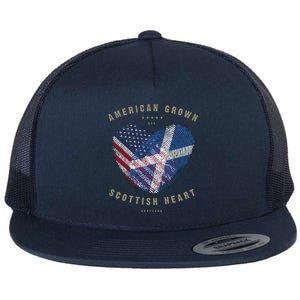 American Grown Scottish Heart Love Scotland Flag Gift Flat Bill Trucker Hat