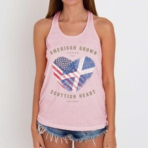 American Grown Scottish Heart Love Scotland Flag Gift Women's Knotted Racerback Tank