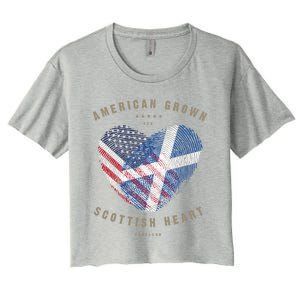 American Grown Scottish Heart Love Scotland Flag Gift Women's Crop Top Tee