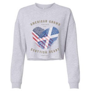 American Grown Scottish Heart Love Scotland Flag Gift Cropped Pullover Crew