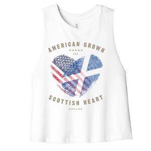 American Grown Scottish Heart Love Scotland Flag Gift Women's Racerback Cropped Tank