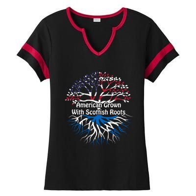 American Grown Scottish Roots Heritage Pride Gift Ladies Halftime Notch Neck Tee