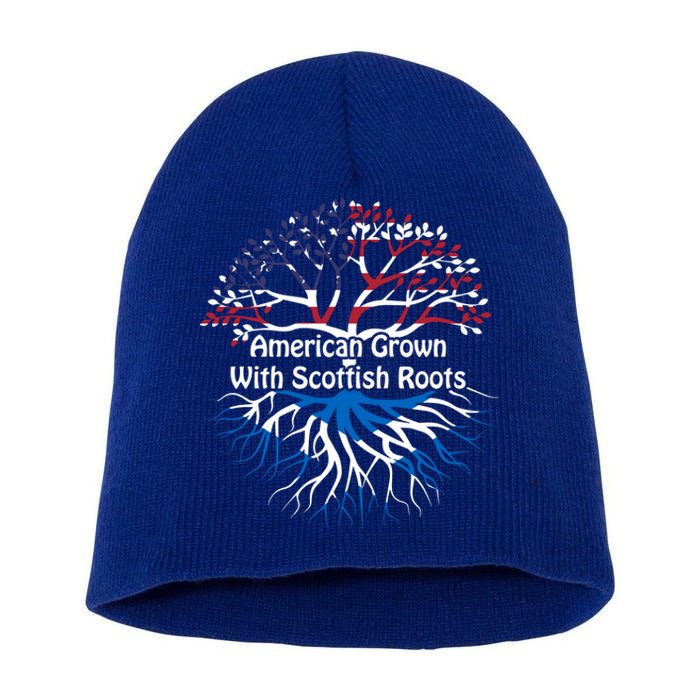 American Grown Scottish Roots Heritage Pride Gift Short Acrylic Beanie