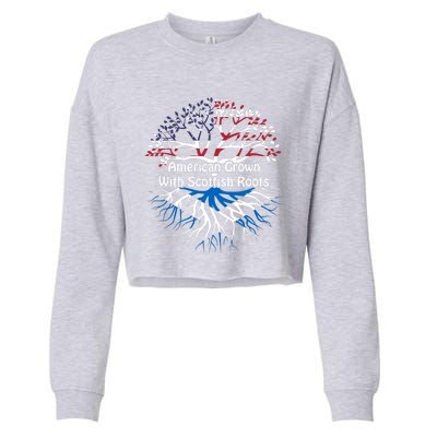 American Grown Scottish Roots Heritage Pride Gift Cropped Pullover Crew