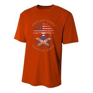 American Grown Scottish Roots Scotland Flag Gift Youth Performance Sprint T-Shirt