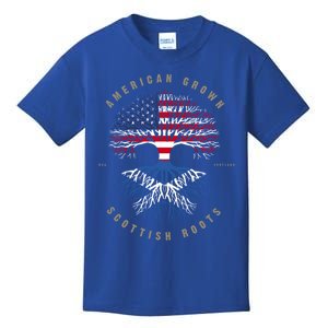 American Grown Scottish Roots Scotland Flag Gift Kids T-Shirt