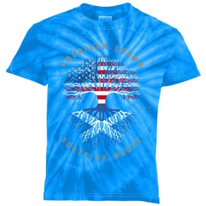 American Grown Scottish Roots Scotland Flag Gift Kids Tie-Dye T-Shirt