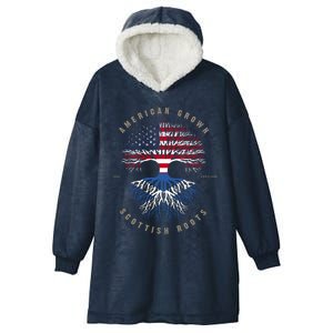 American Grown Scottish Roots Scotland Flag Gift Hooded Wearable Blanket