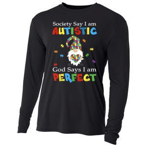 Autism Gnome Society Say I'm Autistic God Says I'm Perfect Cooling Performance Long Sleeve Crew