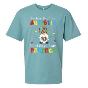 Autism Gnome Society Say I'm Autistic God Says I'm Perfect Sueded Cloud Jersey T-Shirt